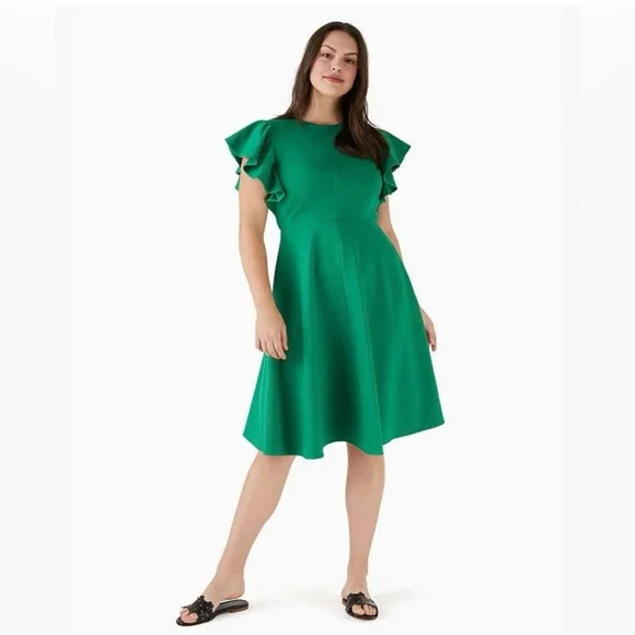 Kate Spade Ponte Flutter Sleeve dress Kelly Green (14) - Picture 5 of 8